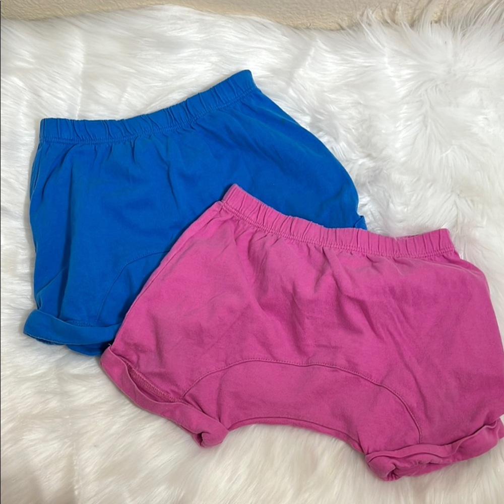 Set of 2 Hanna Andersson Pink Blue Cotton Shorts